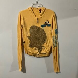 SOLD Bedazzled zip front hoodie sweatshirt.